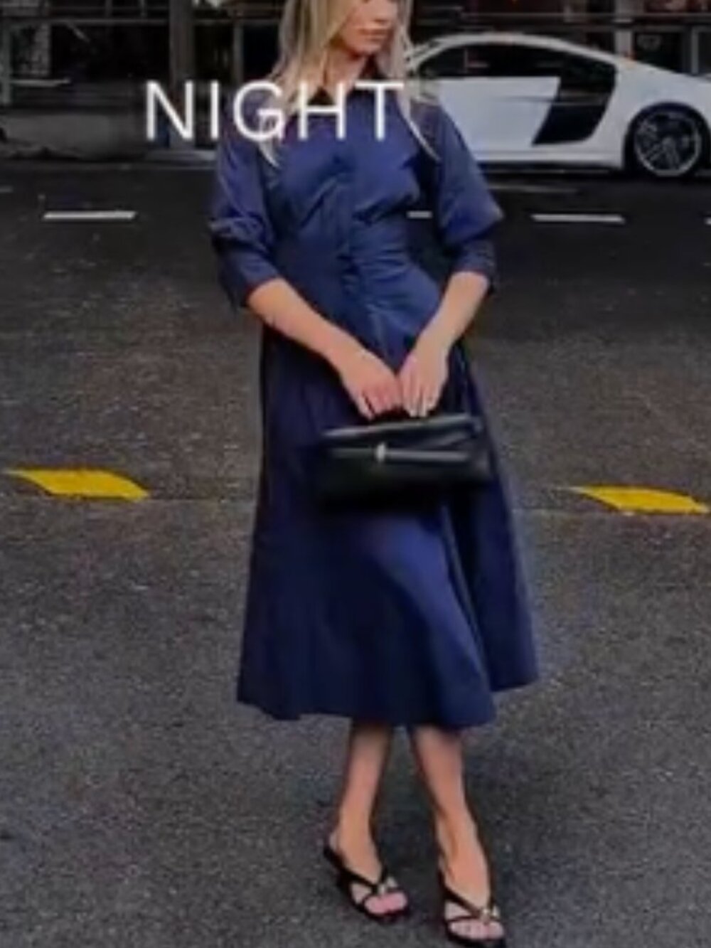 BEST Simkhai The Jazz Midi Dress Midnight Navy Blue Pleated Cotton S/M/L - Picture 3 of 13